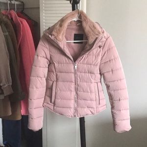 Zara pink puffer coat